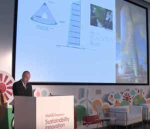 VD Hans Hassle, vid Sustainability Innovation Summit. Vertikala odlingar. Bild från Youtube.